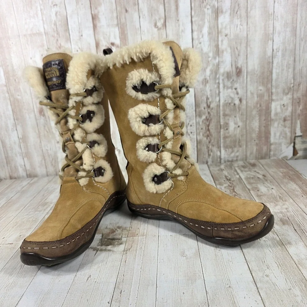 The North Face Women Tan Suede Waterproof Primaloft Winter Boots ACQBF33 Size 8‎